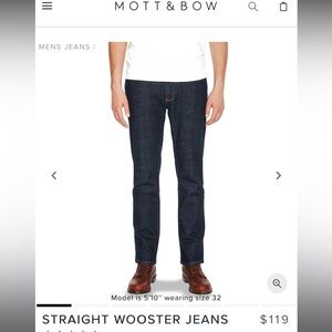 NWT Mott & Bow Classic Blue Denim Jeans- Straight Wooster